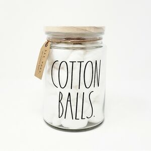 RAE DUNN Cotton Balls glass jar container bathroom farmhouse